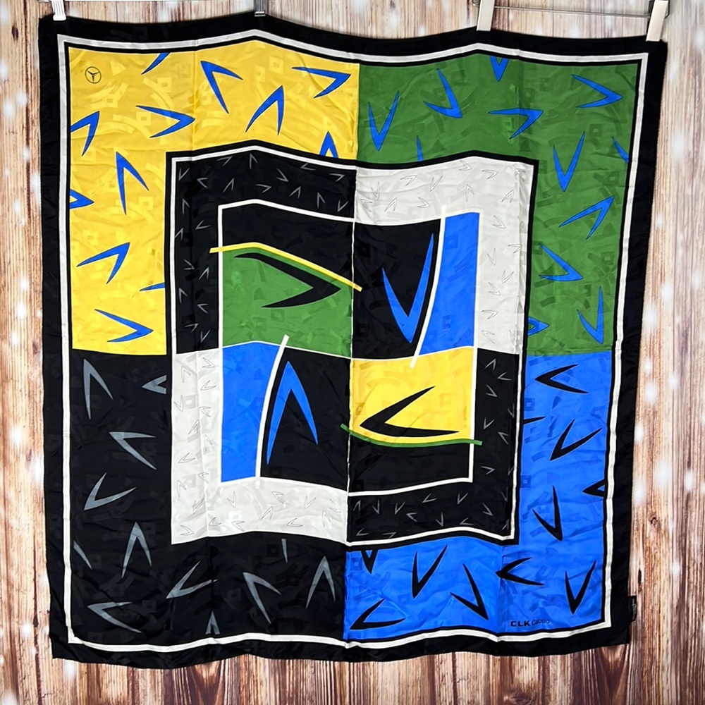 Mercedes Benz Vintage 100% Silk Square Scarf
